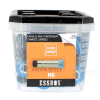 ESSBOX de 25 Chevilles à Expansion Multi-Matériaux M6 Acier (6 Plots)