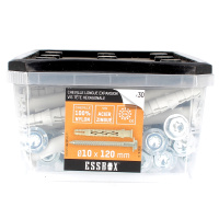 ESSBOX de 30 Chevilles Nylon Longue Expansion avec TH Embase 10X140 Acier (12 Plots)