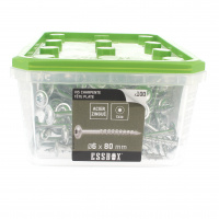 ESSBOX de 100 Vis de Charpente Tête Plate Torx 6X80 Acier Zingué