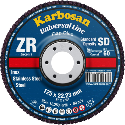 DISQUE A LAMELLES BOMBE D125 G60 ZIRCONIUM KARBOSAN 930440