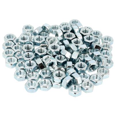Sachet de 100 Écrous Hu M6 Acier Zingué Blanc DIN 934