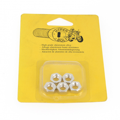 Blister de 5 Écrous Hu M8 P40 OA Argent Brillant DIN 934