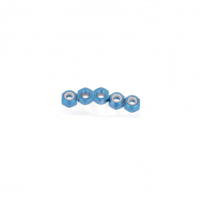 Blister met 5 moeren Nylstop Dural 2030 OA blauw