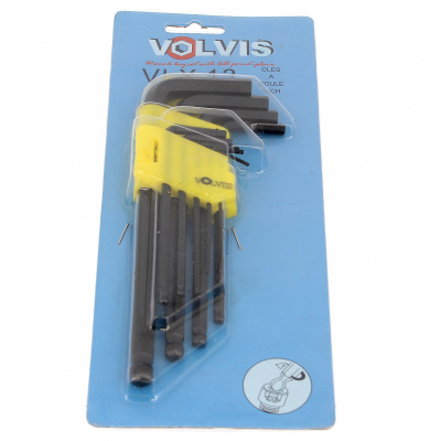 Set met 9 inbussleutels met bolle kop van 1/16 tot 3/8